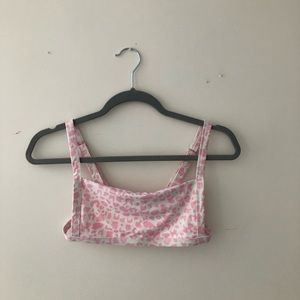 pink animal print bathing suit top
